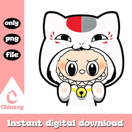 Maneki neko labubu cute doll design png, labubu clothing png