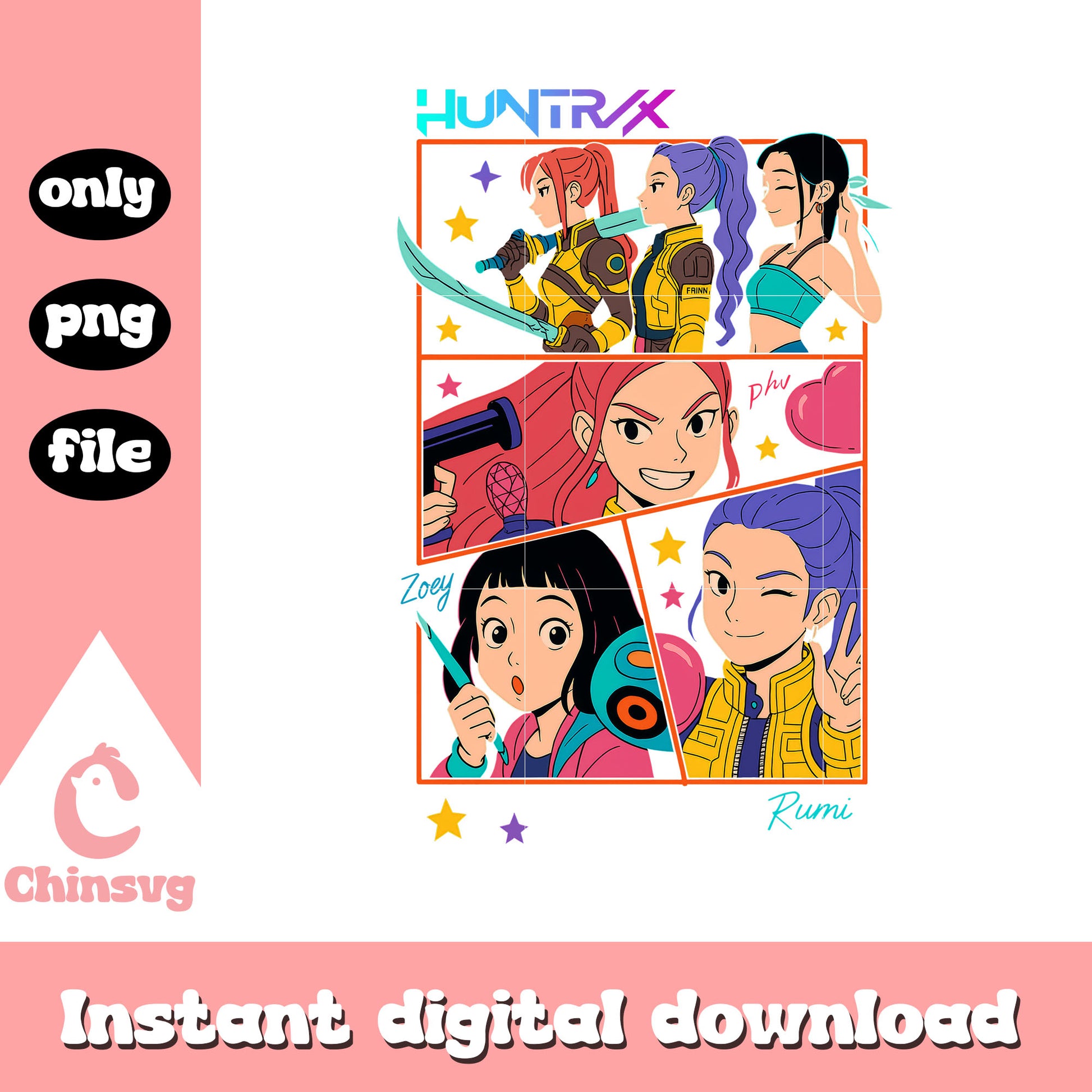 Manga kpop demon hunter huntrix members png, huntrix members png
