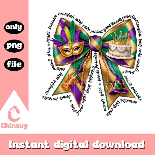 Mardi gras bow birthday png, new orleans parade routes​ png