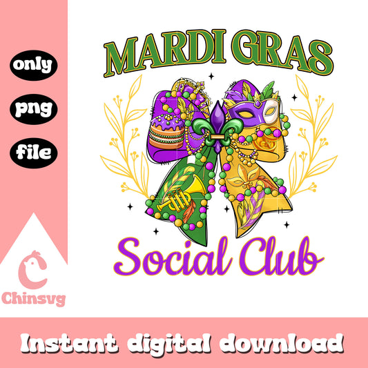 Mardi gras bow social png, mardi gras spring break​ png