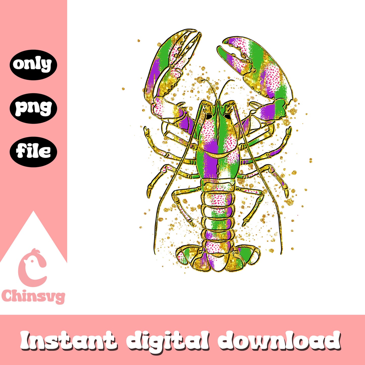 Mardi gras colorful lobster png, mardi gras png, lobster png