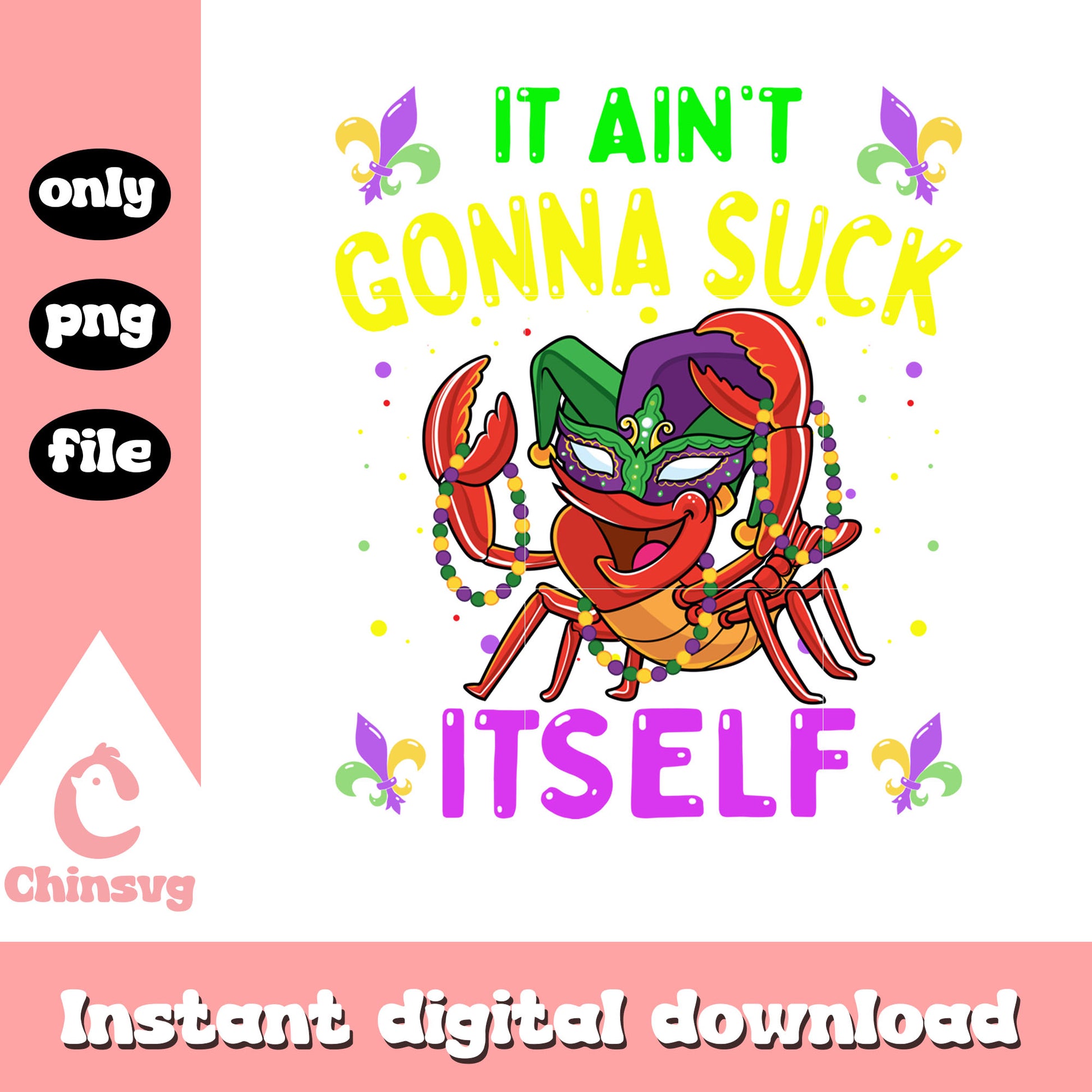 Mardi gras crawfish cute png, mardi gras spring break​​​​ png