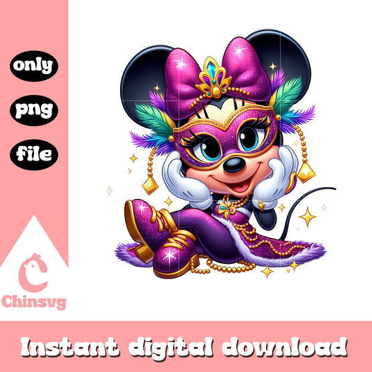 Mardi gras day minnie character png, happy mardi gras png