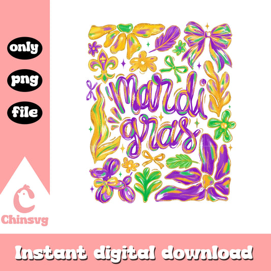 Mardi gras flower colorfull png, mardi gras holiday png