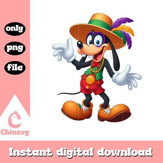 Mardi gras goofy dog clothes png, mardi gras png, goofy png
