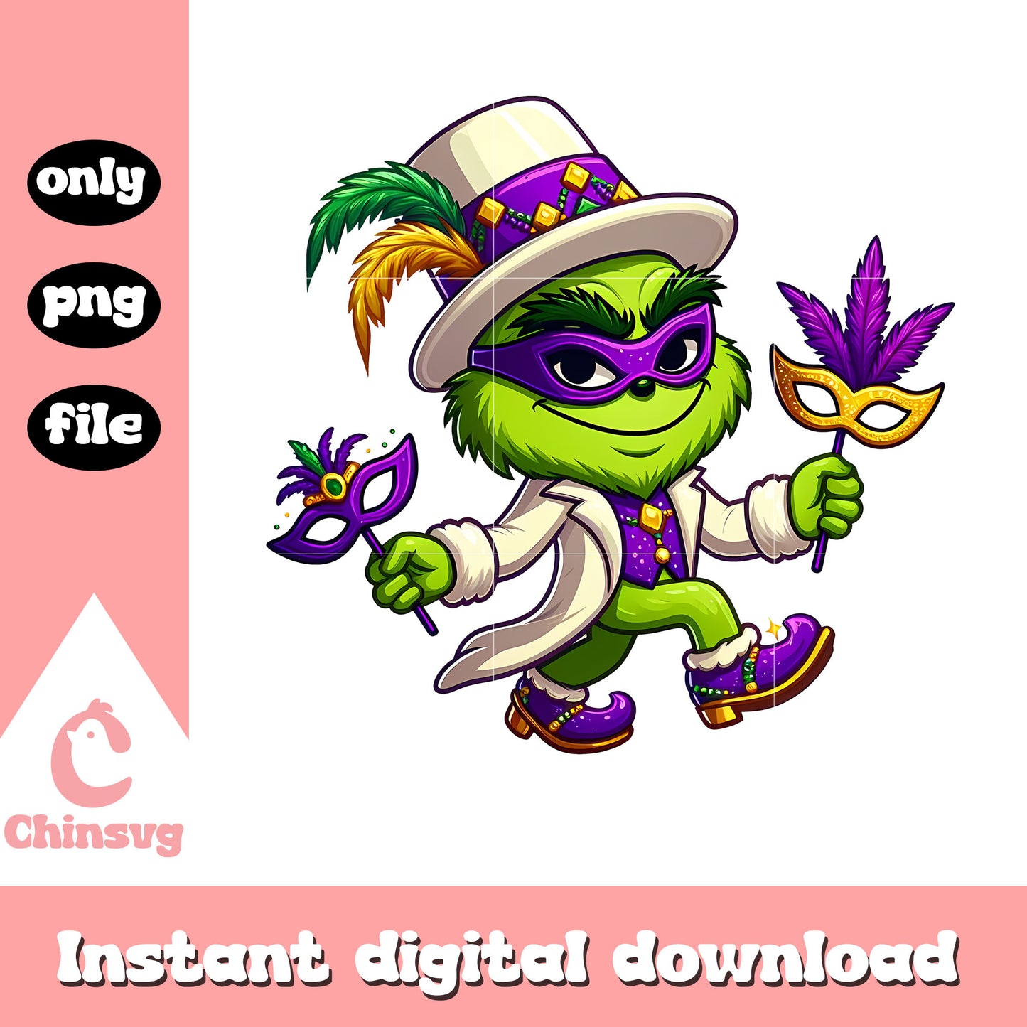 Mardi gras outfit grinch character png, mardi gras png, grinch png