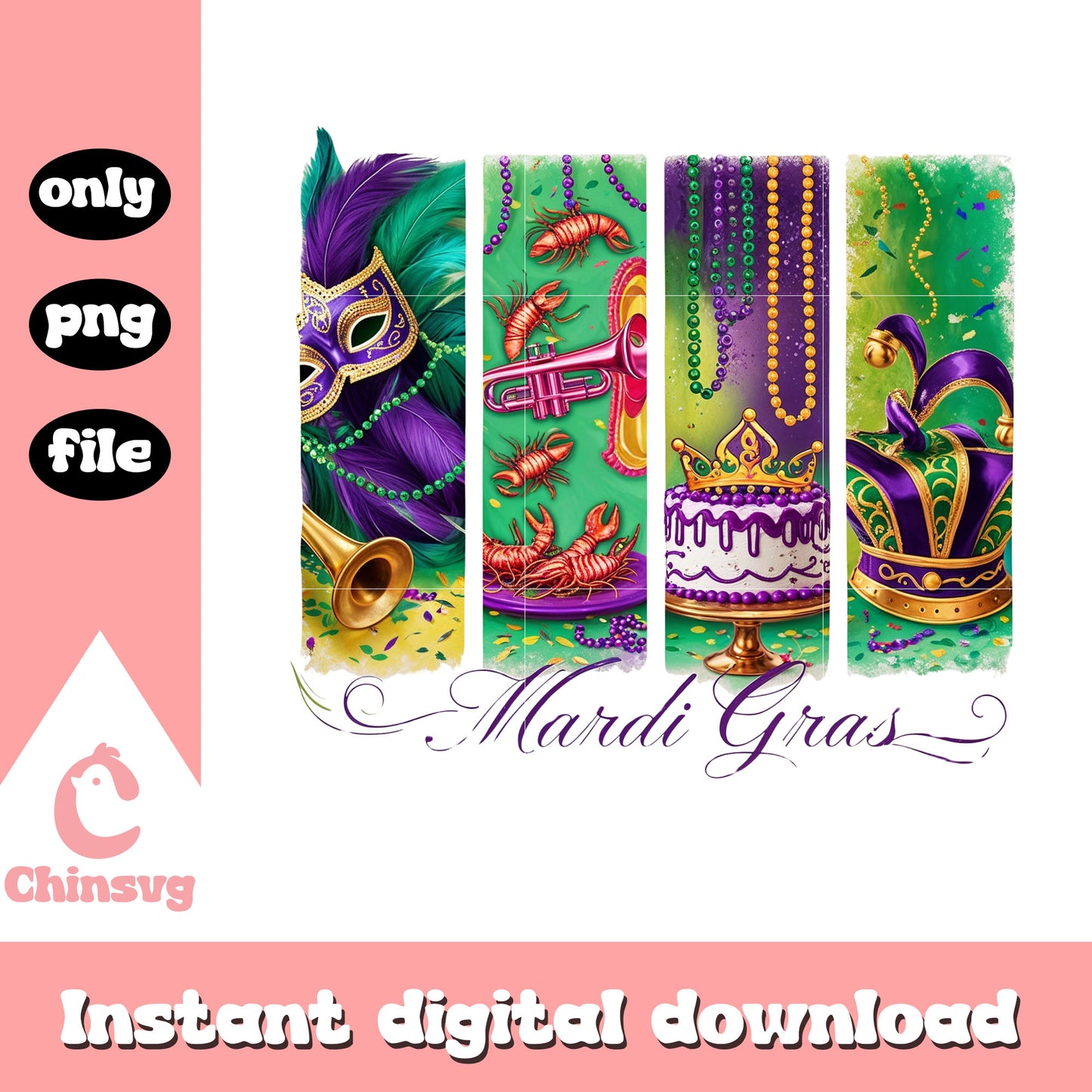 Mardi gras pattern watercolor png, mardi gras significance​ png