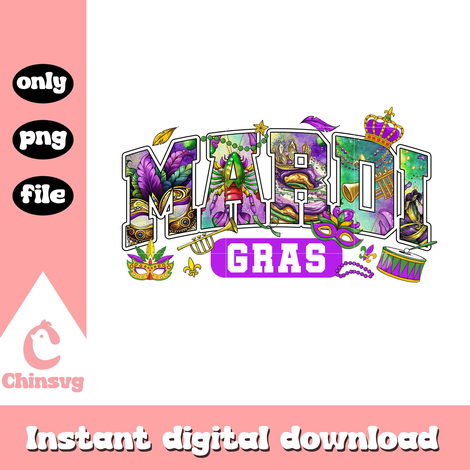 Mardi gras poster decor png, mardi gras spring break png