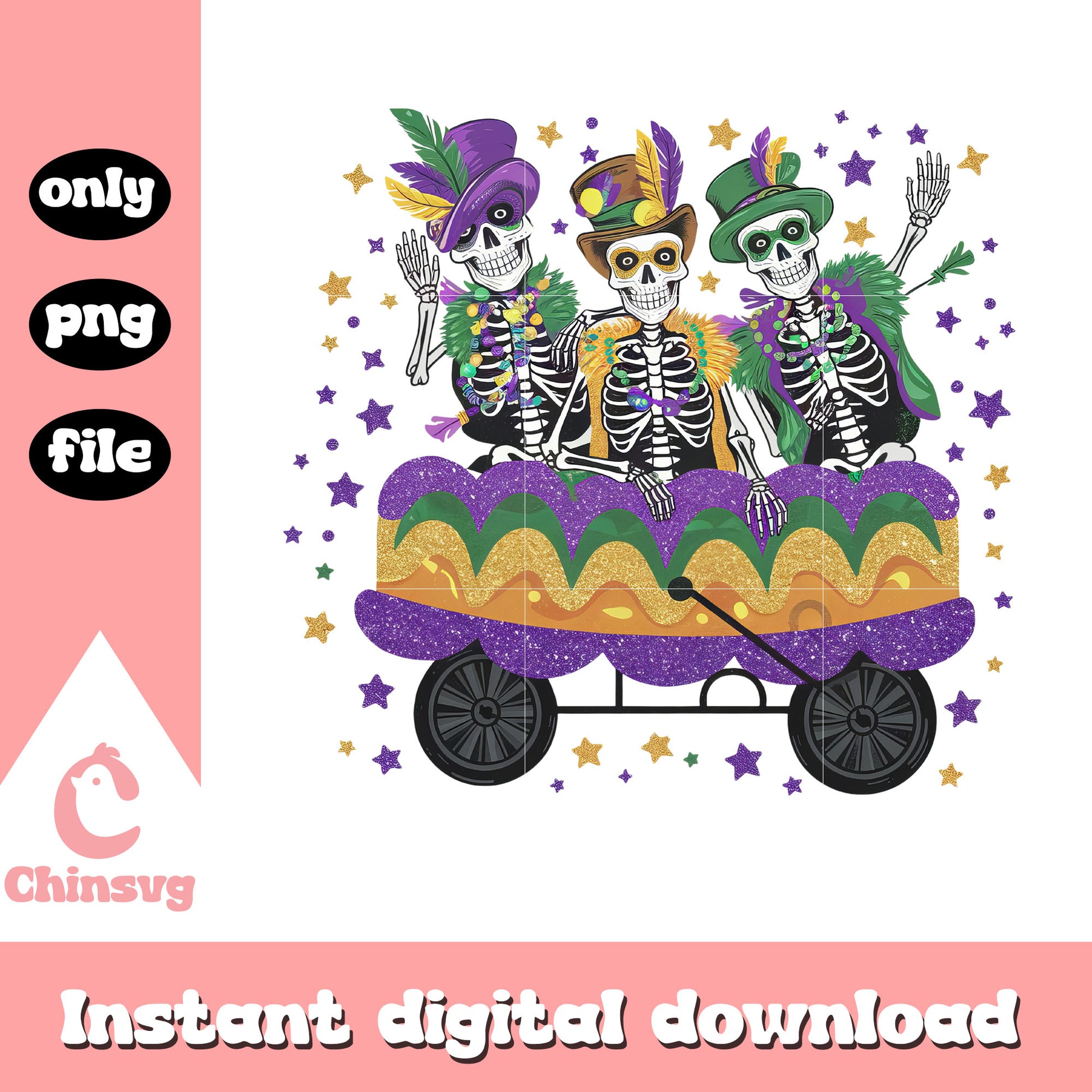 Mardi gras skeleton friends png, mardi gras in new orleans​​ png