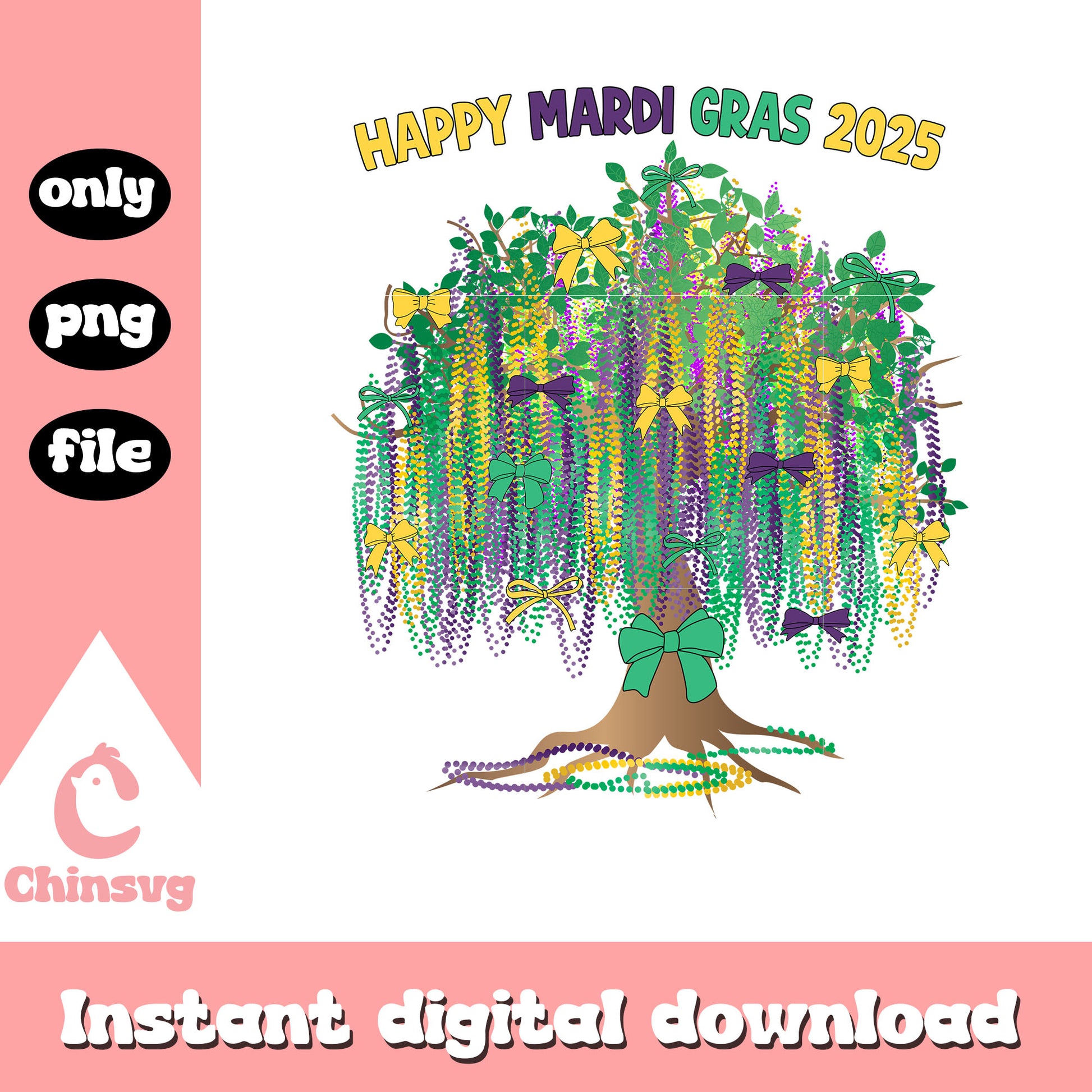 Mardi gras tree digital png, mardi gras in new orleans​ png