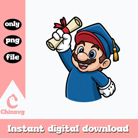 Mario Graduation PNG, Super Mario Graduate Clipart, Gaming PNG