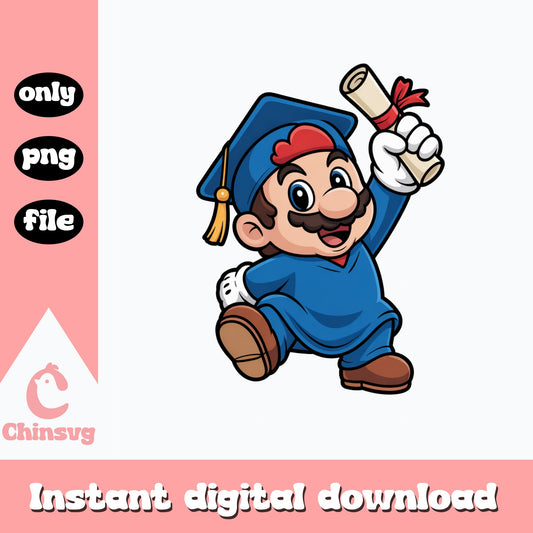Mario Graduation PNG, Super Mario Graduate PNG, Gamer Grad PNG