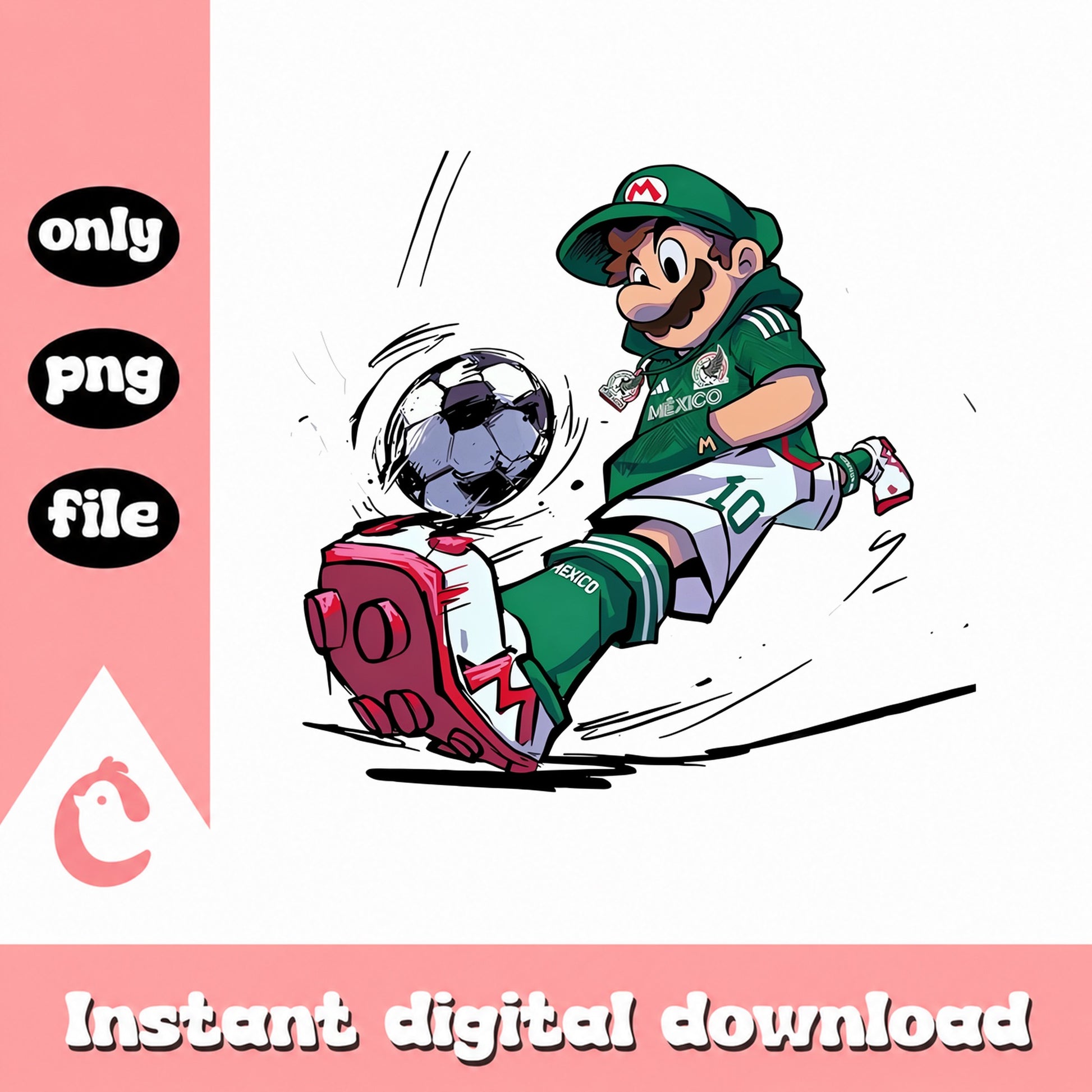 Mario Mexico Soccer PNG, Football Sports Clipart, Instant Download PNG