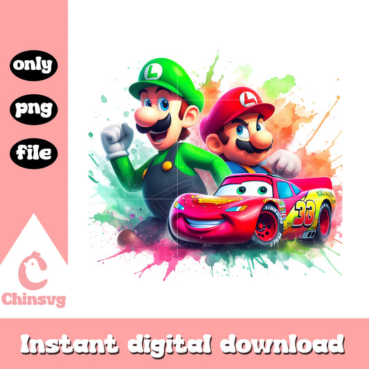 Mario and luigi mc queen design png, super mario png, disney png