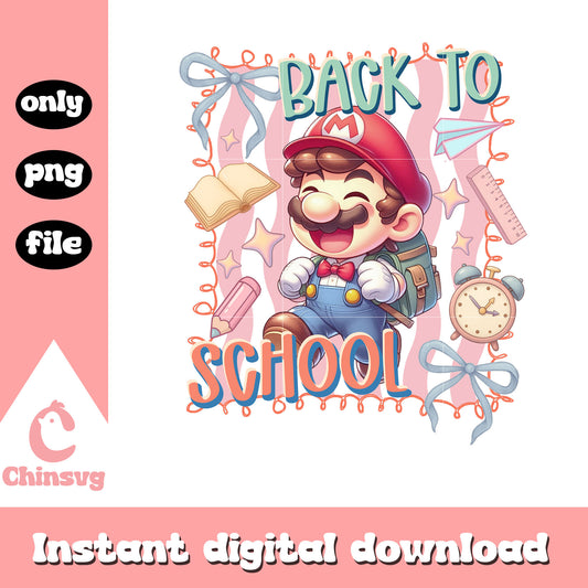 Mario back to school coquette design png, super mario character png