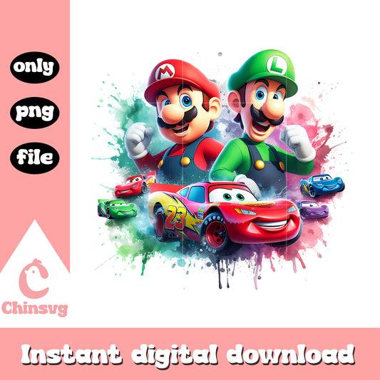 Mario game characters and disney cars png, mario and luigi png