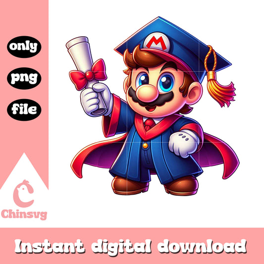 Mario graduation design png, super mario png, graduation png 