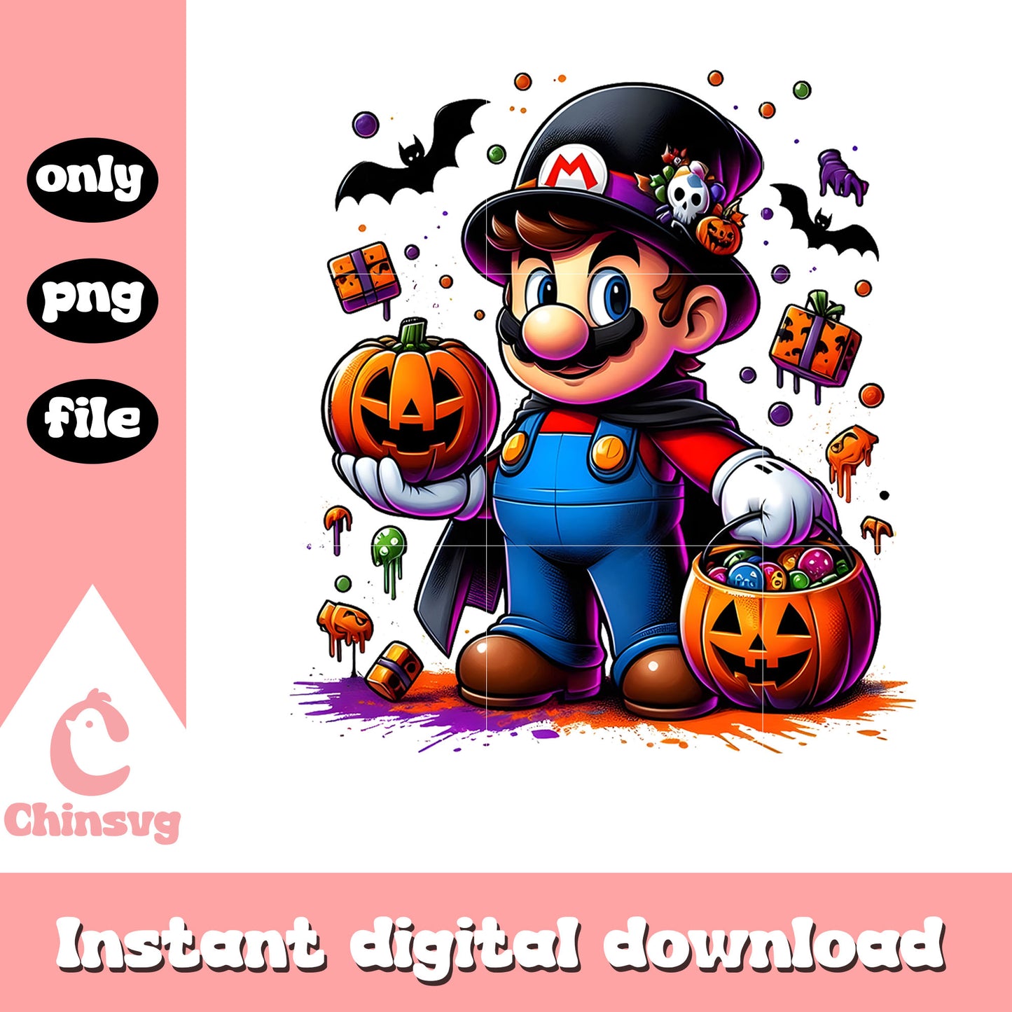 Mario hand candy happy halloween png, mario halloween png