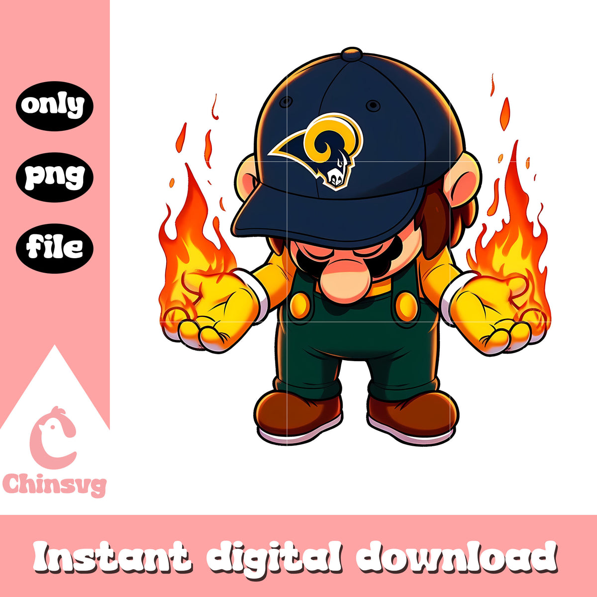 Mario los angeles rams art png, los angeles rams football logo png
