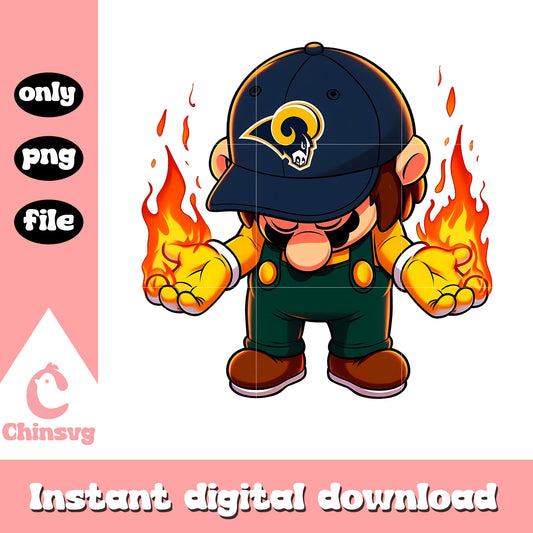 Mario los angeles rams art png, los angeles rams football logo png