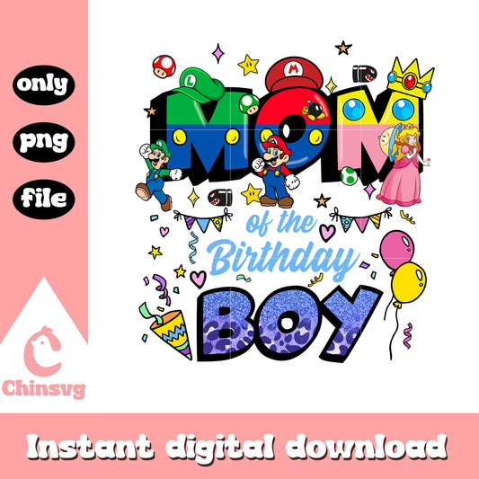 Mario mom of the birthday boy png, super mario png, birthday png