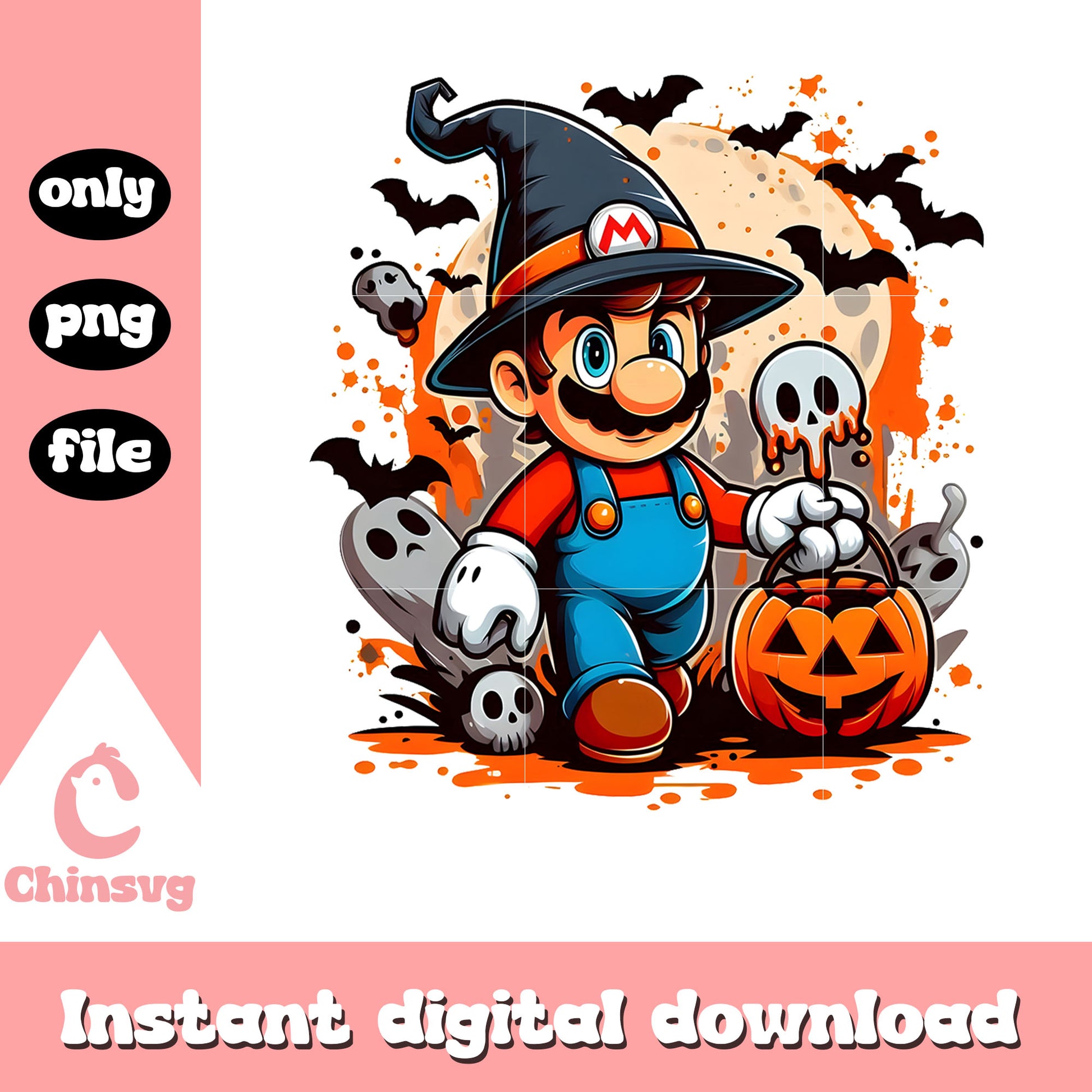 Mario witch halloween pumpkin png, super mario halloween png