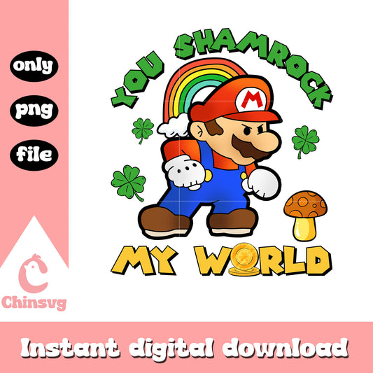 Mario you shamrock my world png, saint patrick day png