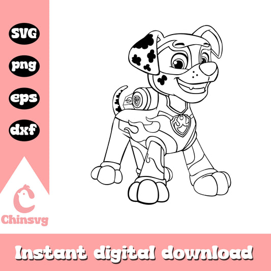 Marshall mighty pups outline svg, paw patrol svg, mighty pups png