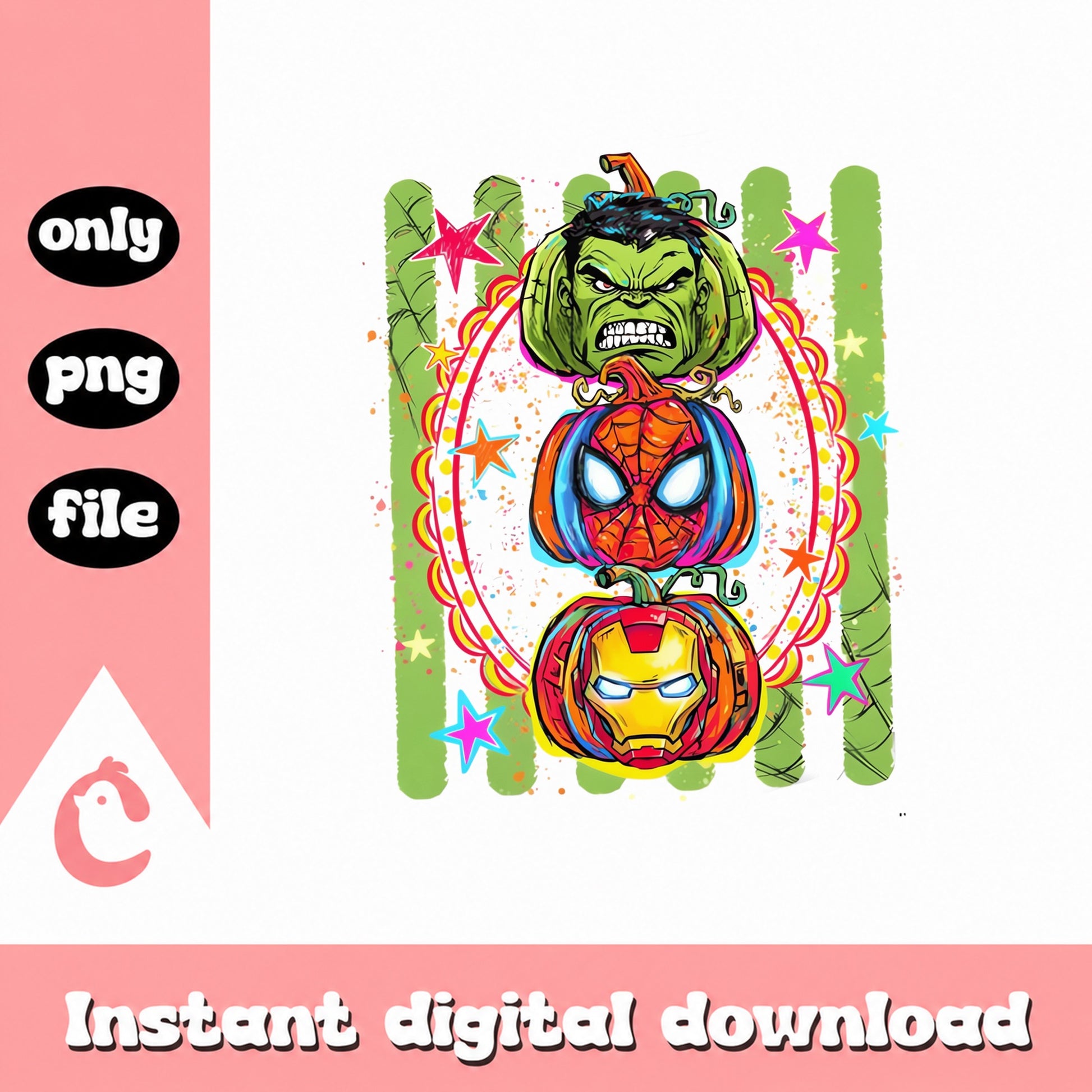 Marvel Avengers Pumpkin PNG, Halloween Superhero Clipart, PNG File