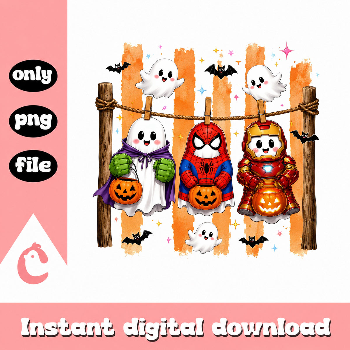 Marvel Ghost Halloween PNG, Spiderman Iron Man Boo PNG, Halloween PNG