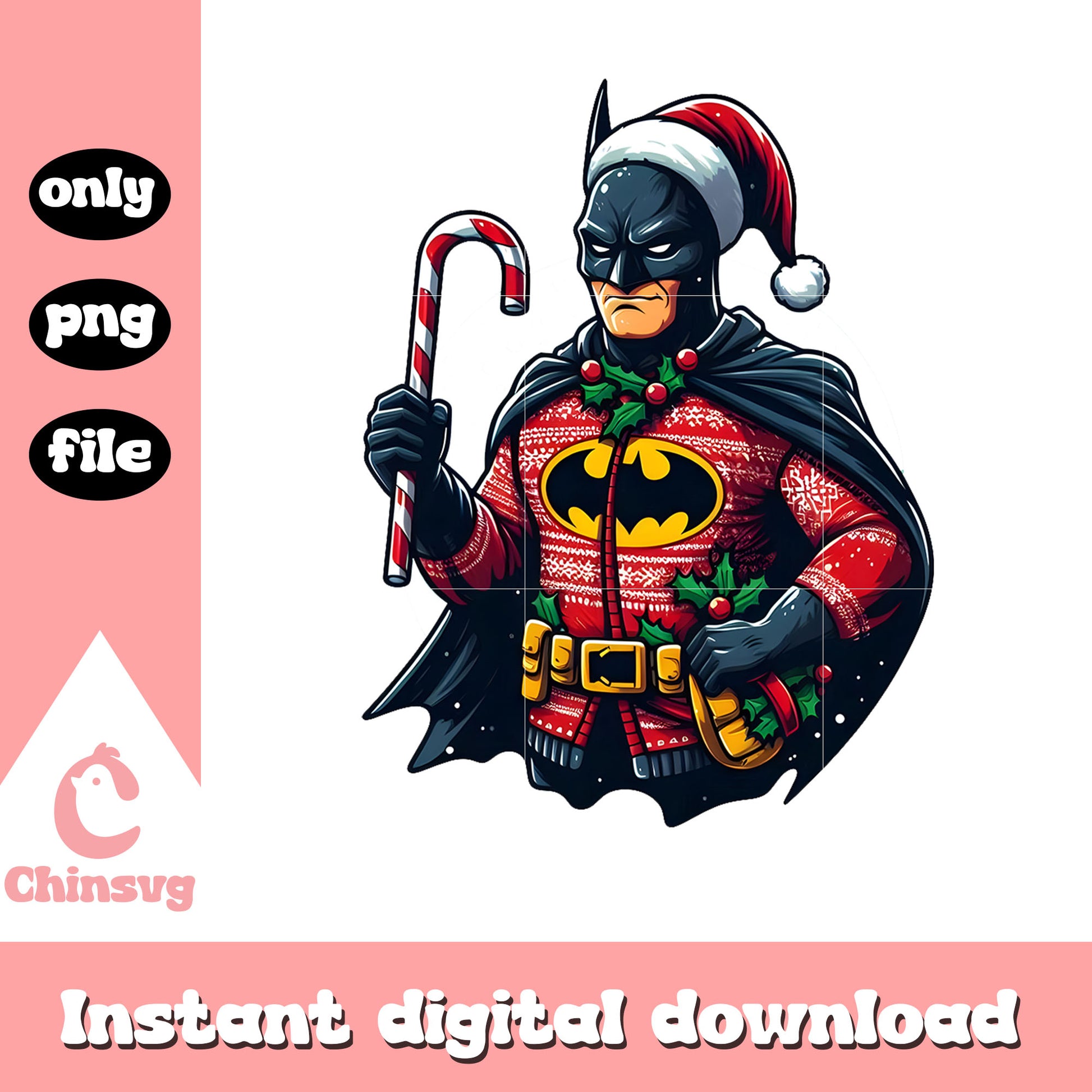 Marvel batman and candy canes png, santa claus png