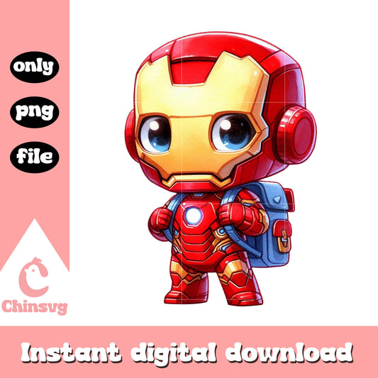 Marvel character iron man hero chibi png, magic school png