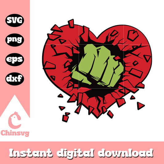 Marvel hulk smash broke heart svg, broken heart​ svg, avengers svg