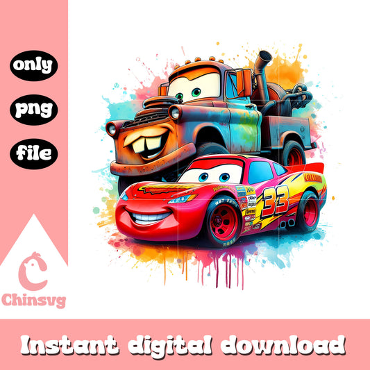 Mater and mc queen disney cars characters png, disney cartoon png