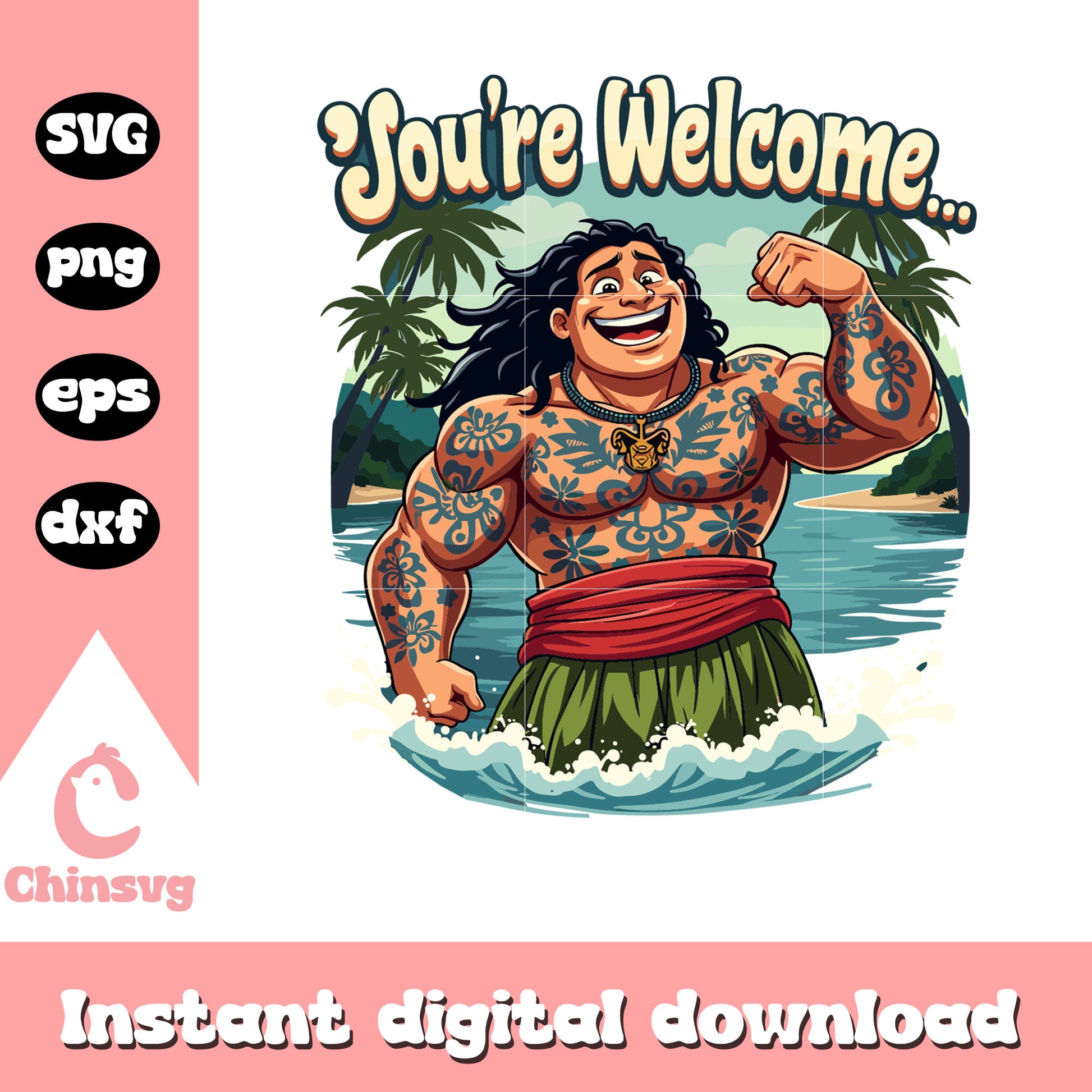 Maui character you're welcome svg, moana princess svg, disney svg