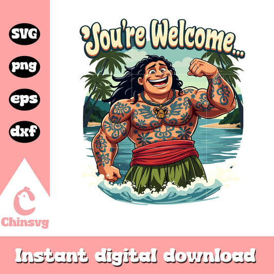 Maui character you're welcome svg, moana princess svg, disney svg