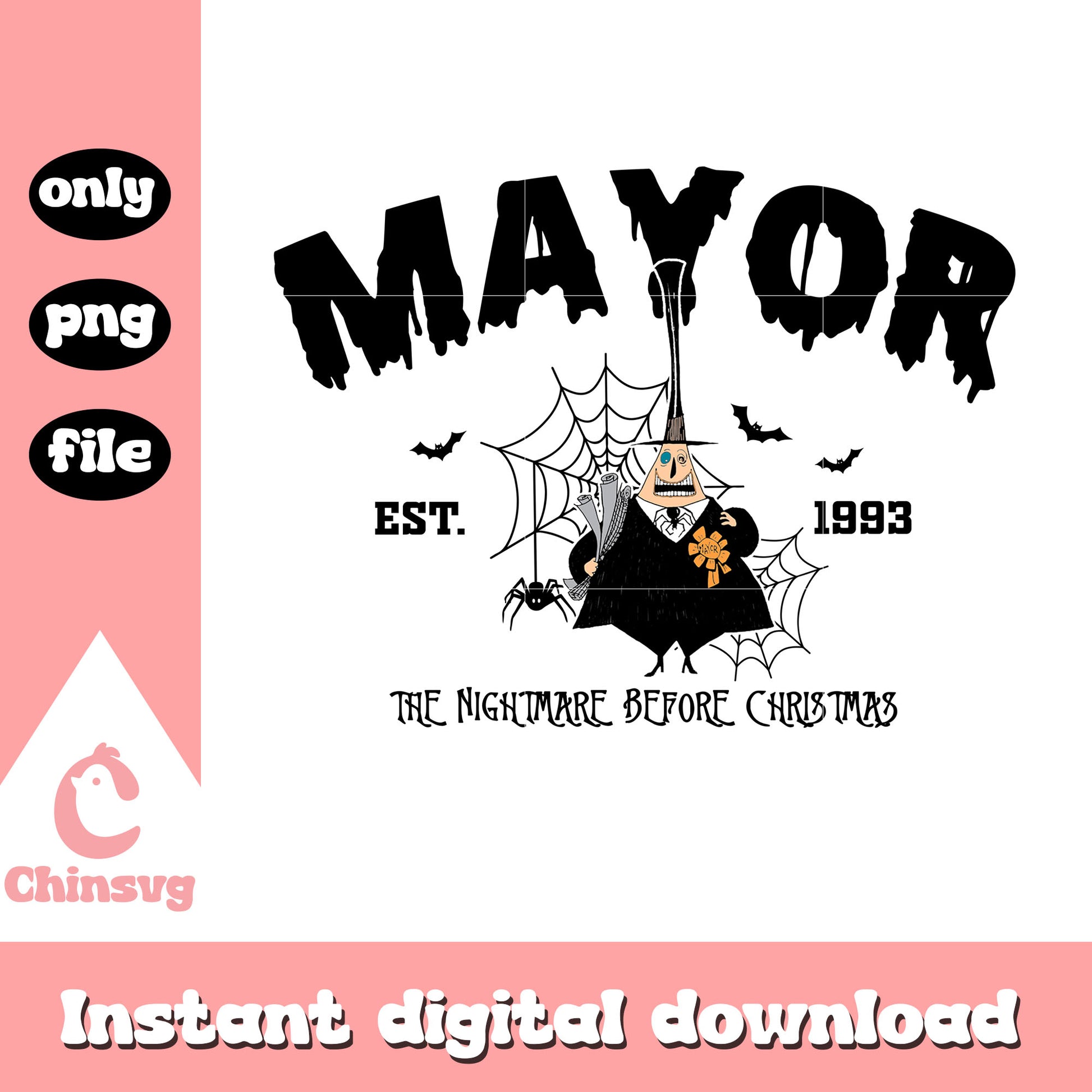 Mayor est 1993 nightmare design png, mayor night before christmas png