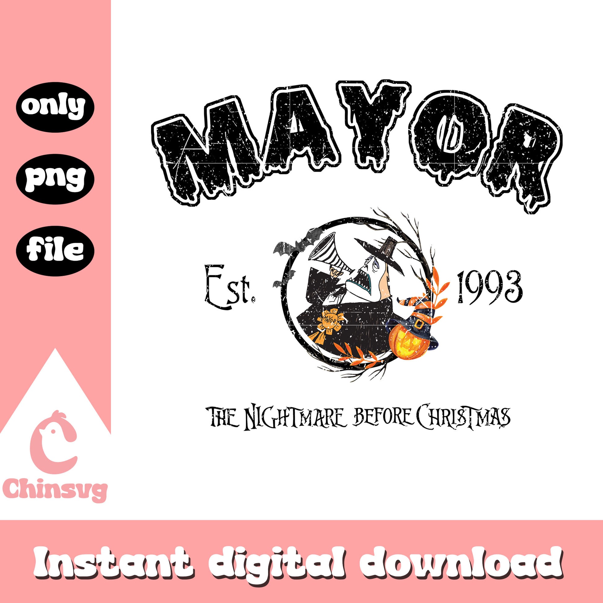 Mayor est 1993 nightmare movie art png, night before christmas mayor png