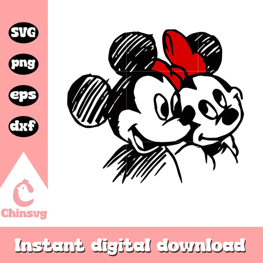 Mcikey and minnie valentine art svg, disney characters svg