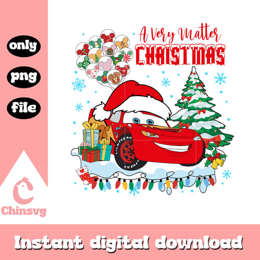 Mcqueen a very matter christmas png, lightning mcqueen christmas​ png