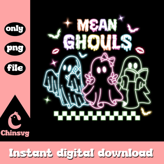 Mean ghouls ghost halloween neon art design png, ghosts png