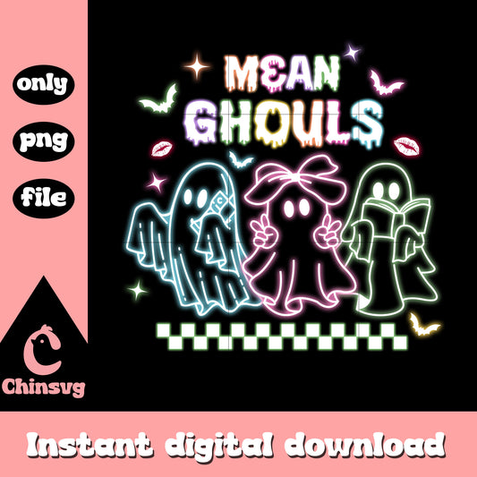 Mean ghouls happy halloween neon art png, ghost face png