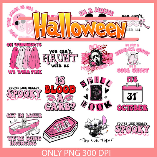 Mean girls halloween themed bundle png, pink ghost​ png