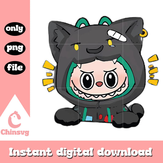 Mecha cat head labubu cute doll design png, labubu monster png