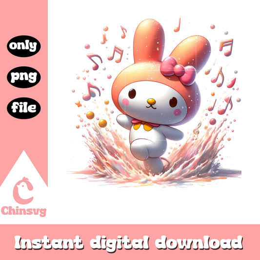 Melody and music notes png, sanrio characters png, my melody png