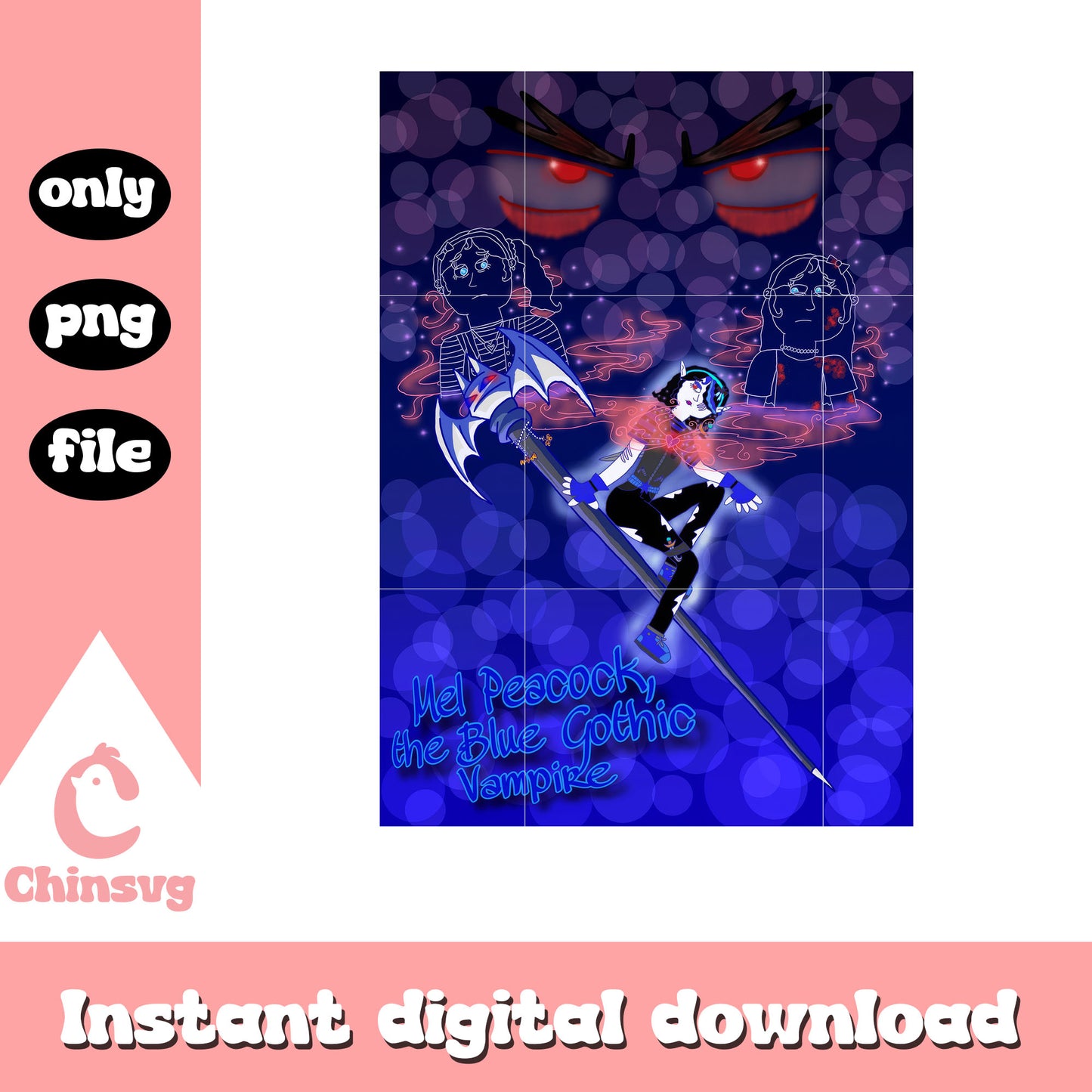 Mel peacock the blue gothic vampire png, anime movie png