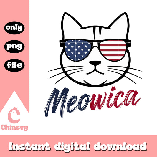 Meowica 4th of july america design png, 4th of july holiday png