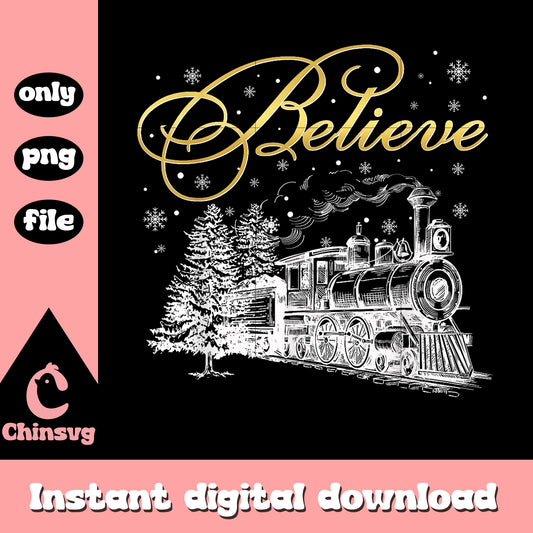 Merch believe christmas day png, the polar express movie png