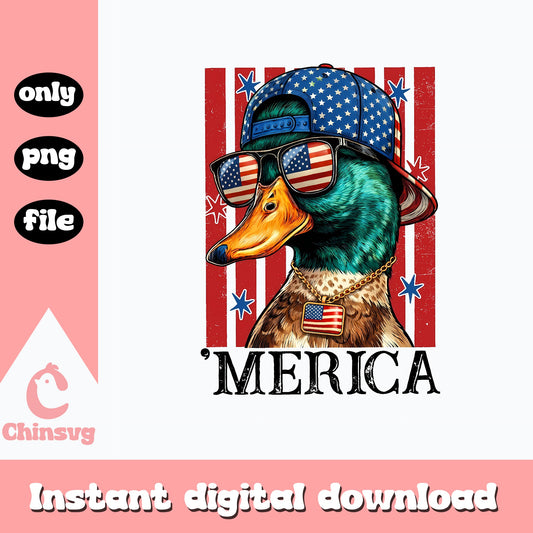 Merica Duck 4th Of July PNG, American Flag Duck PNG, Patriotic Duck PNG