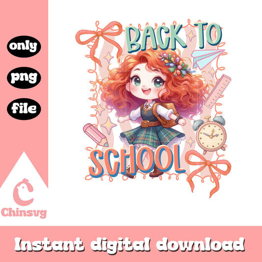Merida back to school coquette clipart png, merida princess png